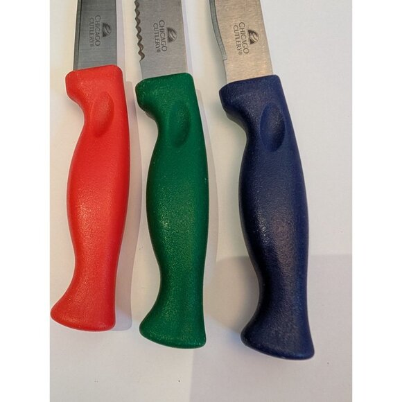 Chicago Cutlery 3-Piece Paring Knife Set With Red Green & Blue New - Picture 3 of 5